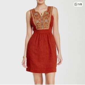 Lucky Brand Embroidered Boho Dress Rustic Chic Style S